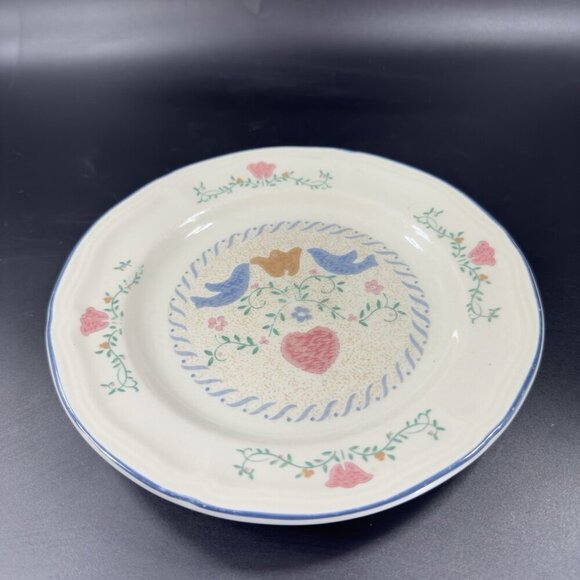 1990s Newcor Stoneware Ceramic Dish Plate Set 4 Plates Dishes Floral Bird Plates - Picture 13 of 13